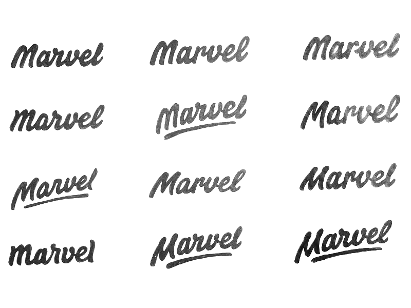 Sketching Actually took a lot of inspiration from the previous Marvel type, especially the "r-v" and "v-e" connection were interesting to explore further. 