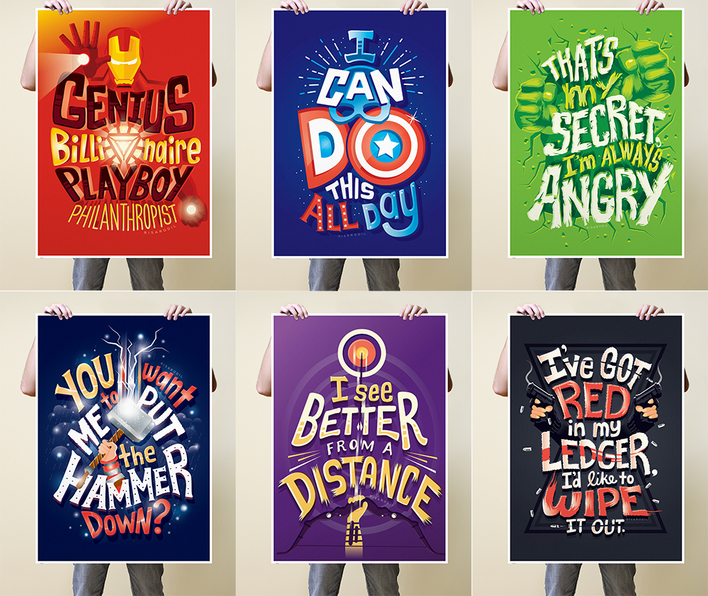 Marvel Superheroes Typography Posters