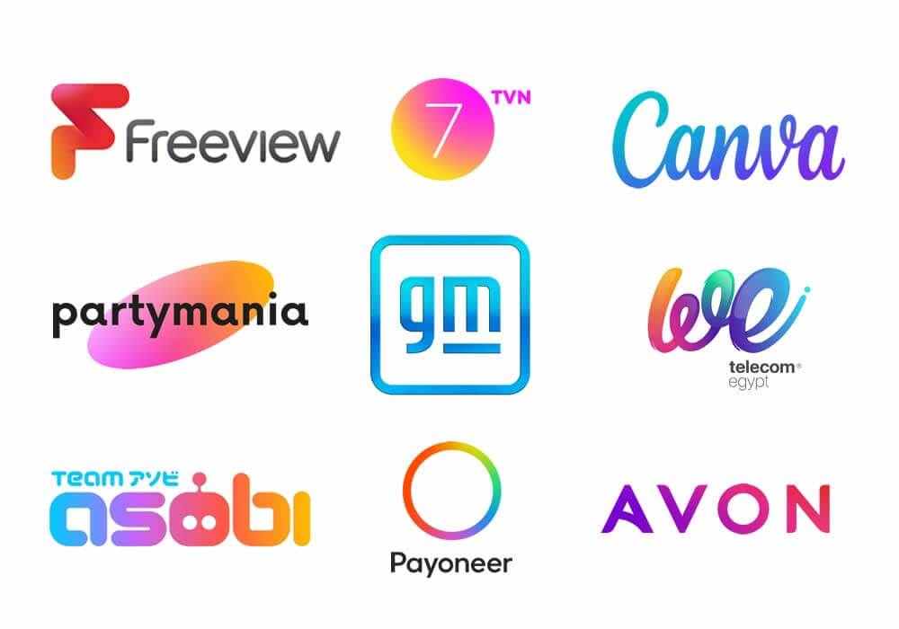 Top Logo Design Trends 2022 - Gradient and Vivid Colours Logos