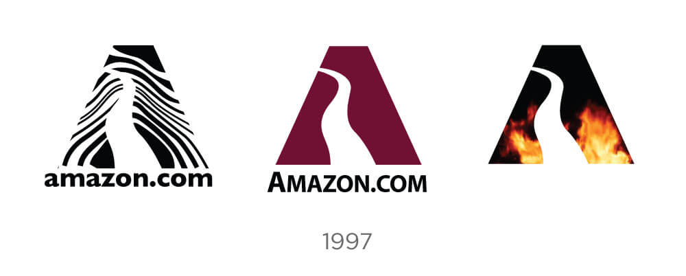 amazon logo design evolution and history - Amazon Logo Variations 1997