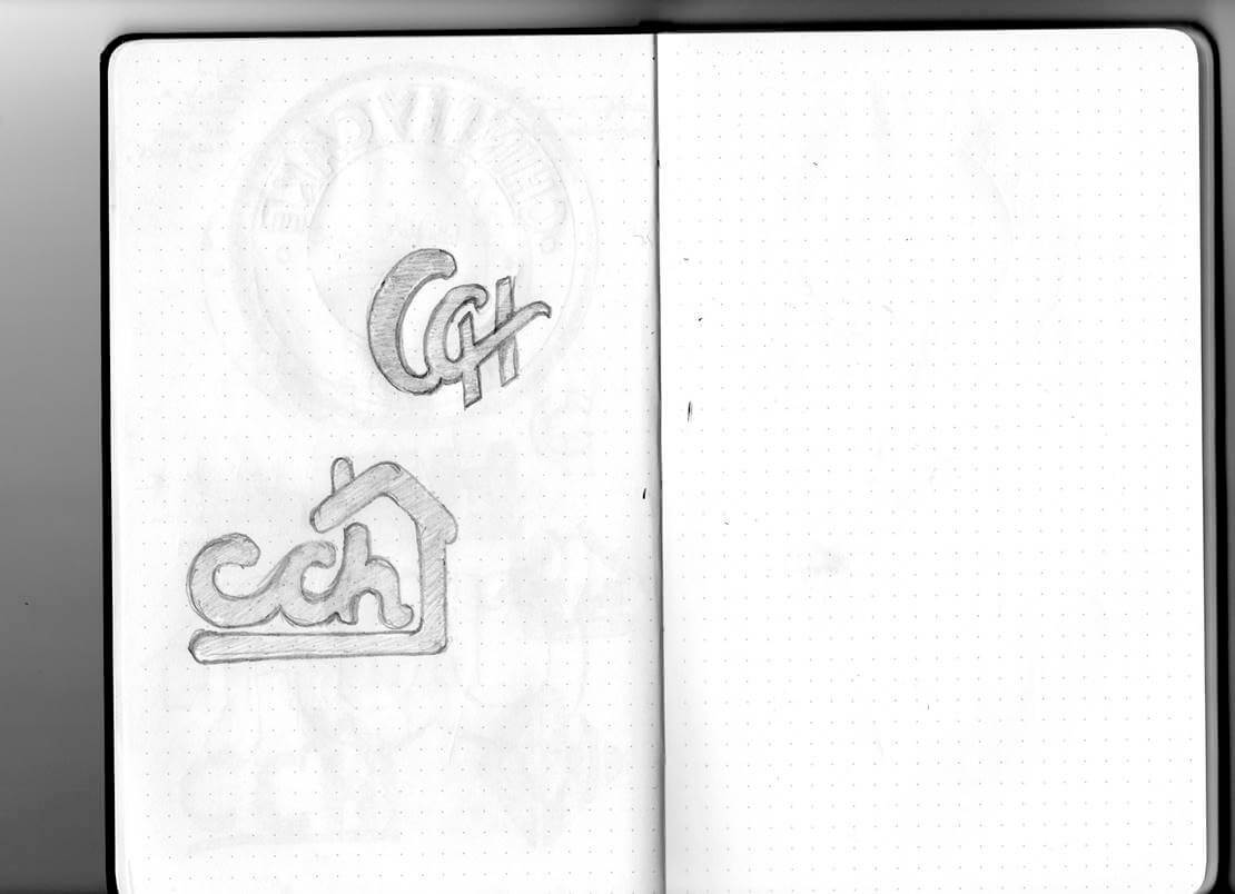 Chimney Cake House Logo Design sketch concepts
